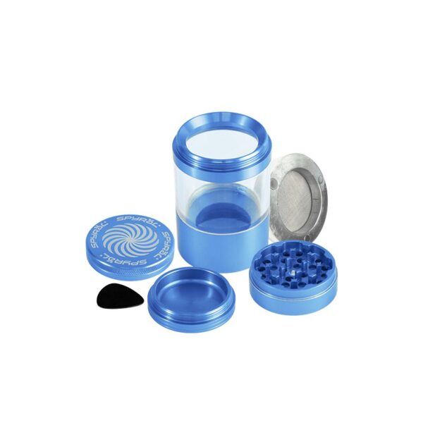 16250b 4 part Spyral RE Removable Screen Grinder 56x103mm Sea Blue Open