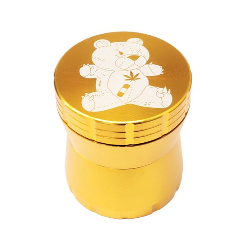 grinder de 4 partes de metal con oso gravado color oro