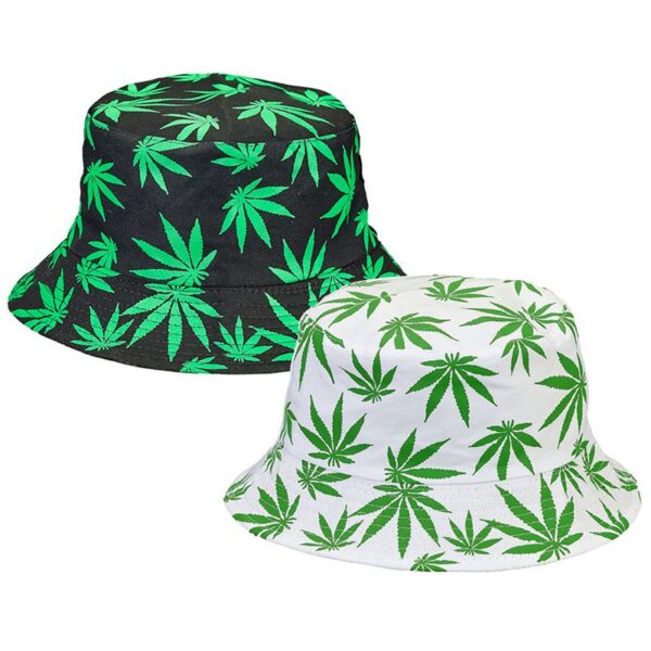 Gorros Bucket Hat Green Hemp Leaf Print Lead 1
