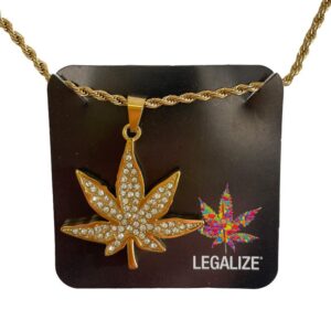 colgante hoja cannabis dorada legalize