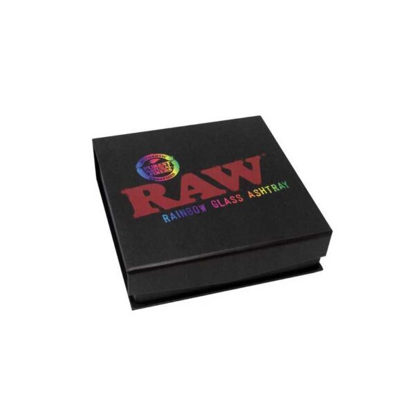 Caja de empaque Cenicero de cristal raw colores de arcoíris.