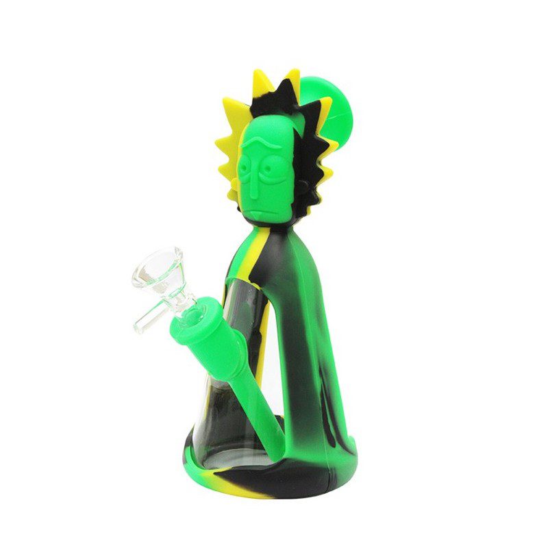 silicone glass bong r black yellow and green 20cm