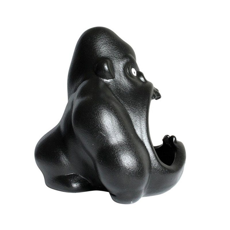 Cenicero Gorila Negro de ceramica vista de lado