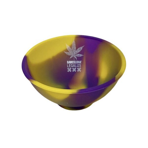 cuenco silicona multicolor logo barcelona legalize amarillo morado