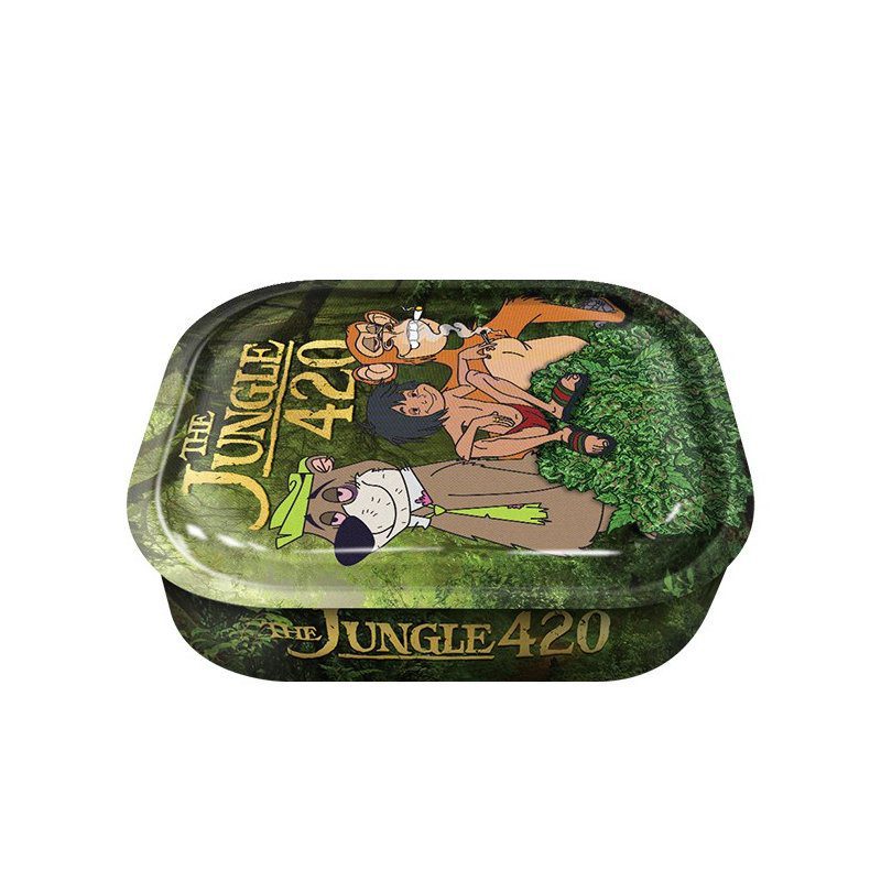 The Jungle 420 – Bandeja de liar metálica con caja